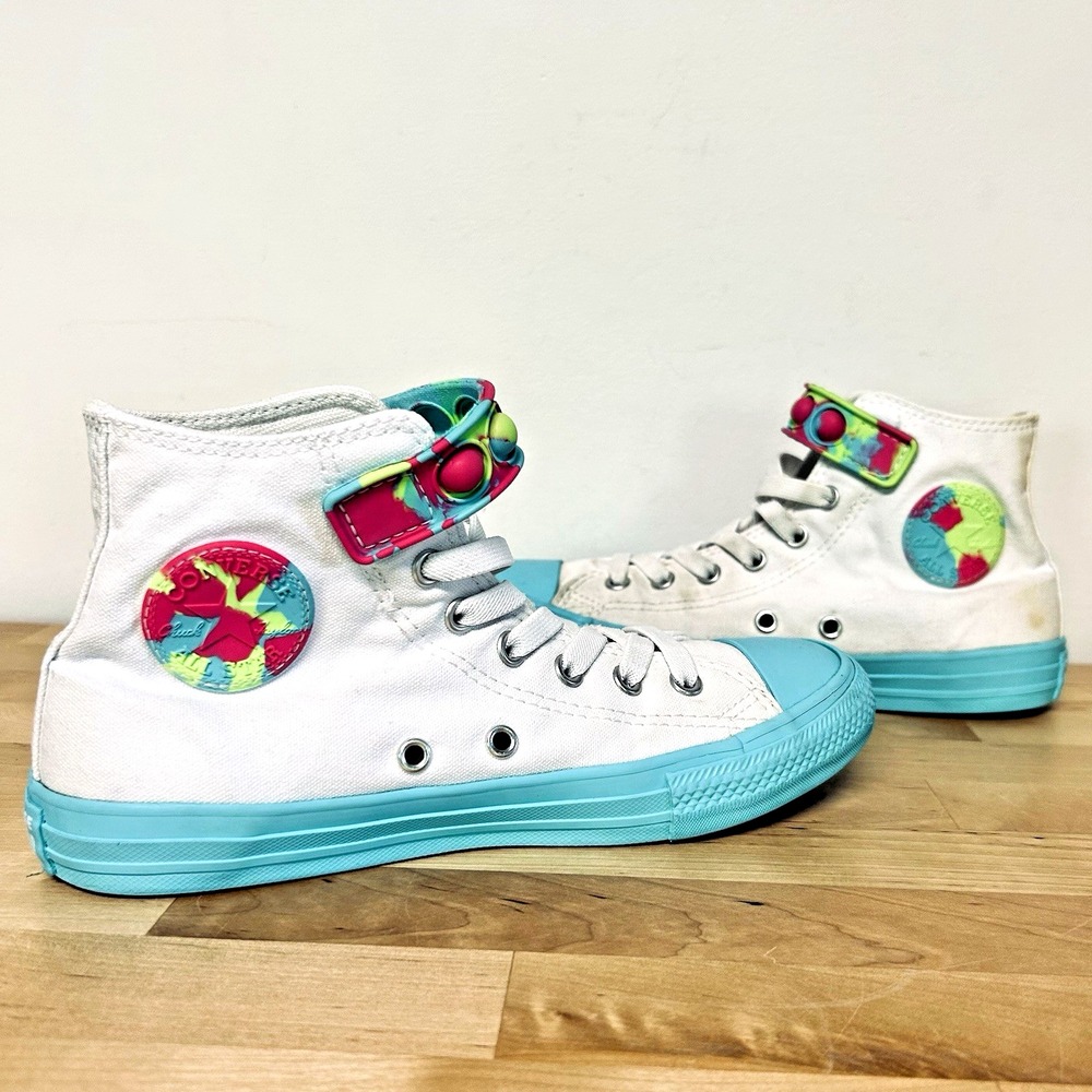 Converse Fidget Bubble Sneakers Youth 3 Chuck Taylor All Star HyperBrights White